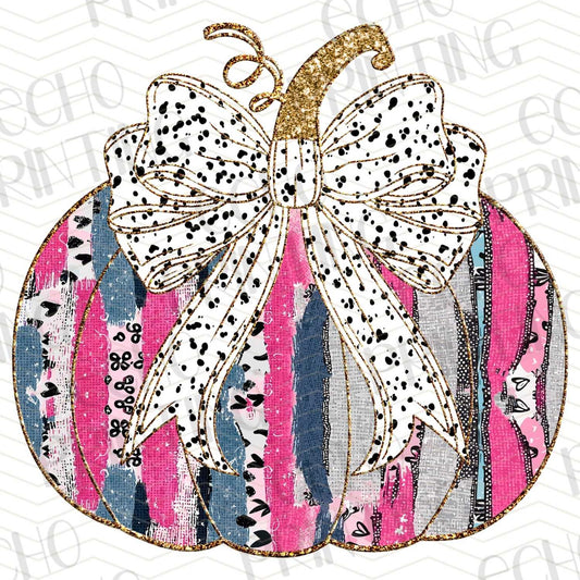 FLTK 236 – DISTRESSED STRIPED PUMPKIN WITH BOW