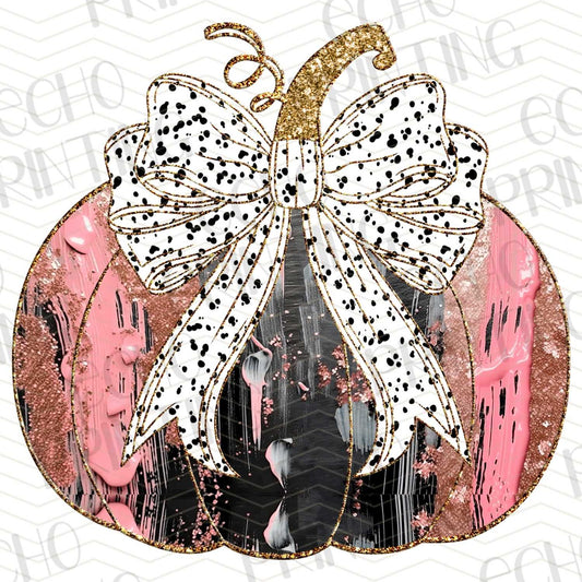 FLTK 237 – DISTRESSED BLACK PINK PUMPKIN WITH BOW