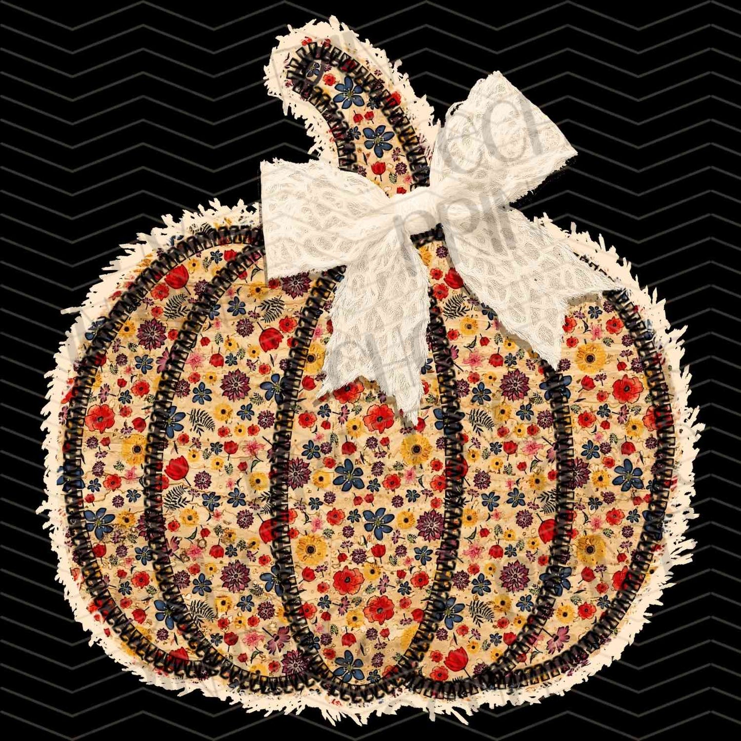 FLTK 424 – FLORAL PATCHWORK PUMPKIN WITH BOW