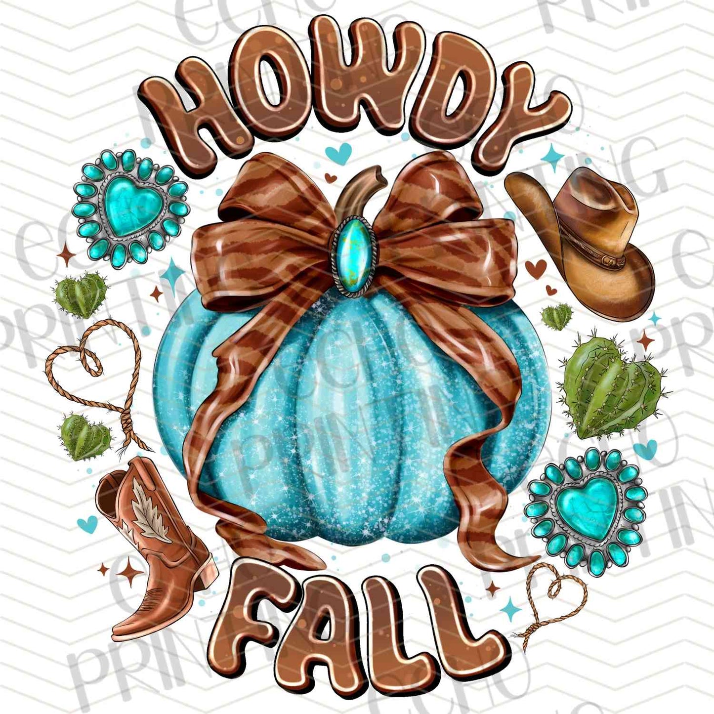 FLTK 522 - HOWDY FALL PUMPKIN BLUE BOW