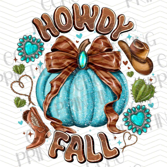 FLTK 522 - HOWDY FALL PUMPKIN BLUE BOW