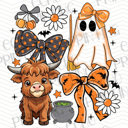 FLTK 613 - GHOST HIGHLAND COW AND BOWS