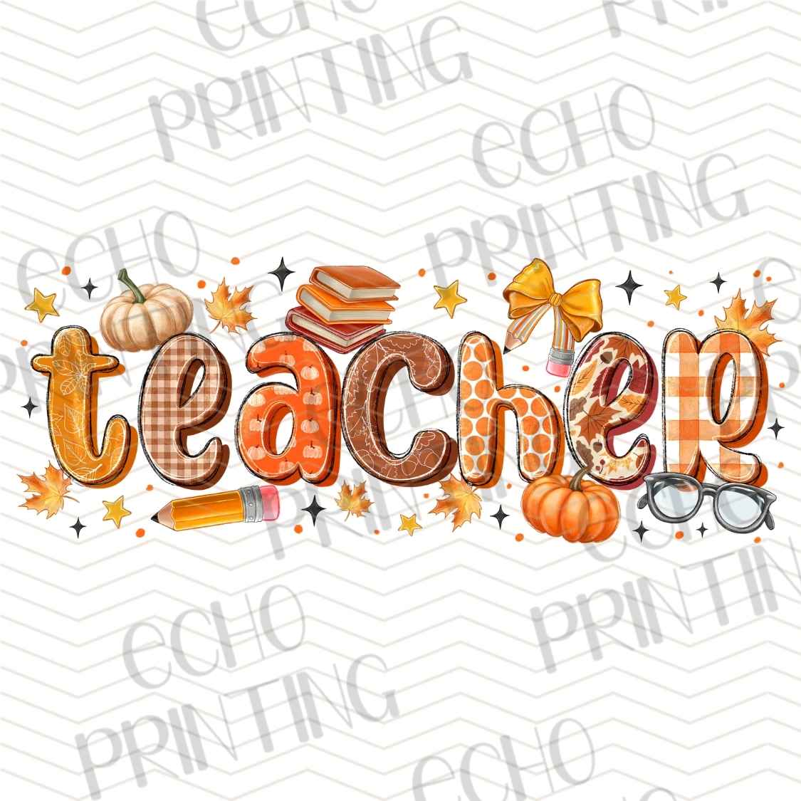FLTK 787 - TEACHER AUTUMN LETTERING