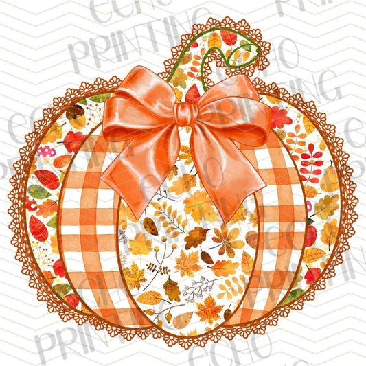 FLTK 926 - GINGHAM PUMPKIN AUTUMN BOW