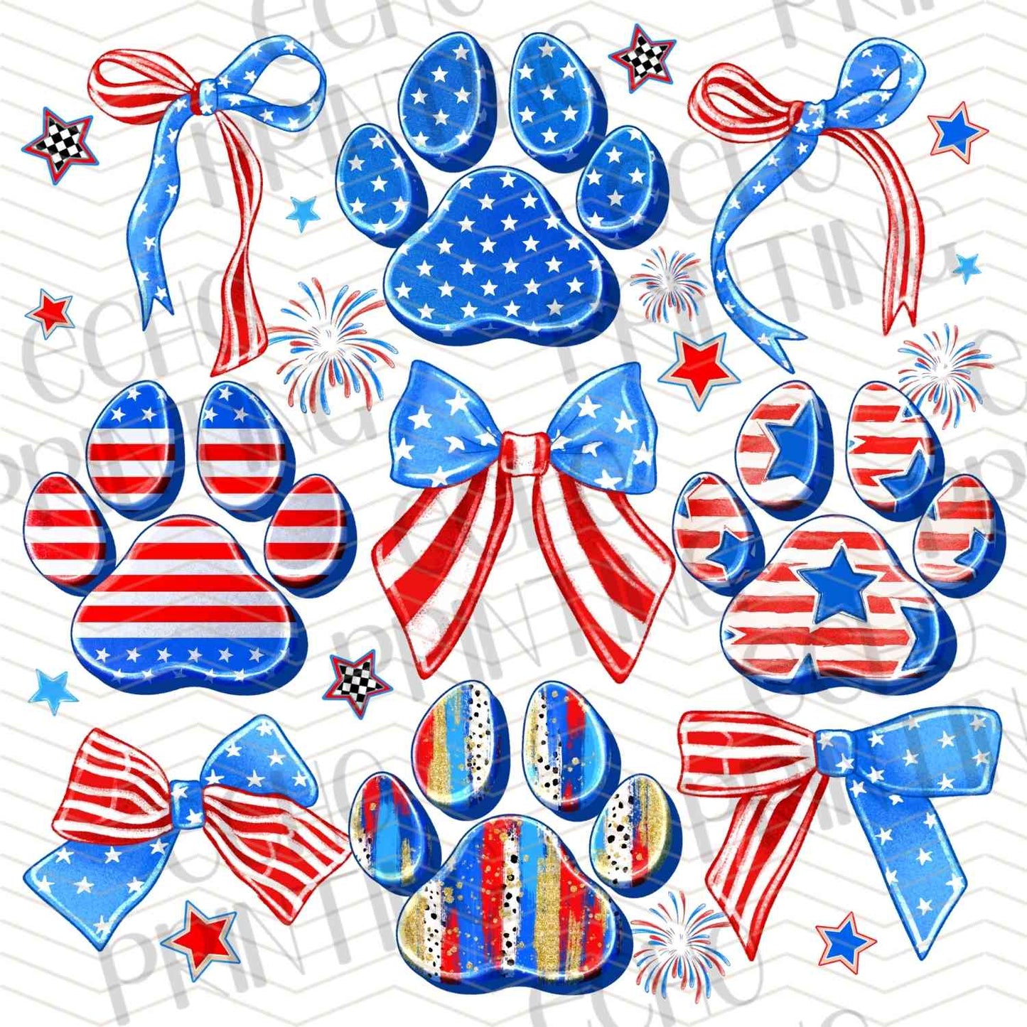 FOJG 405 - RED WHITE AND BLUE PAWS