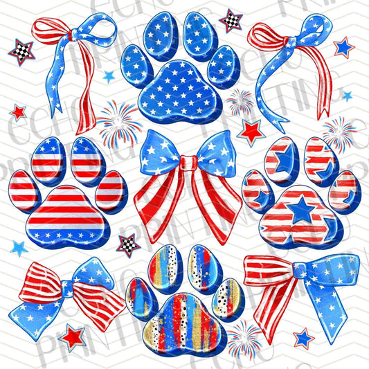 FOJG 405 - RED WHITE AND BLUE PAWS