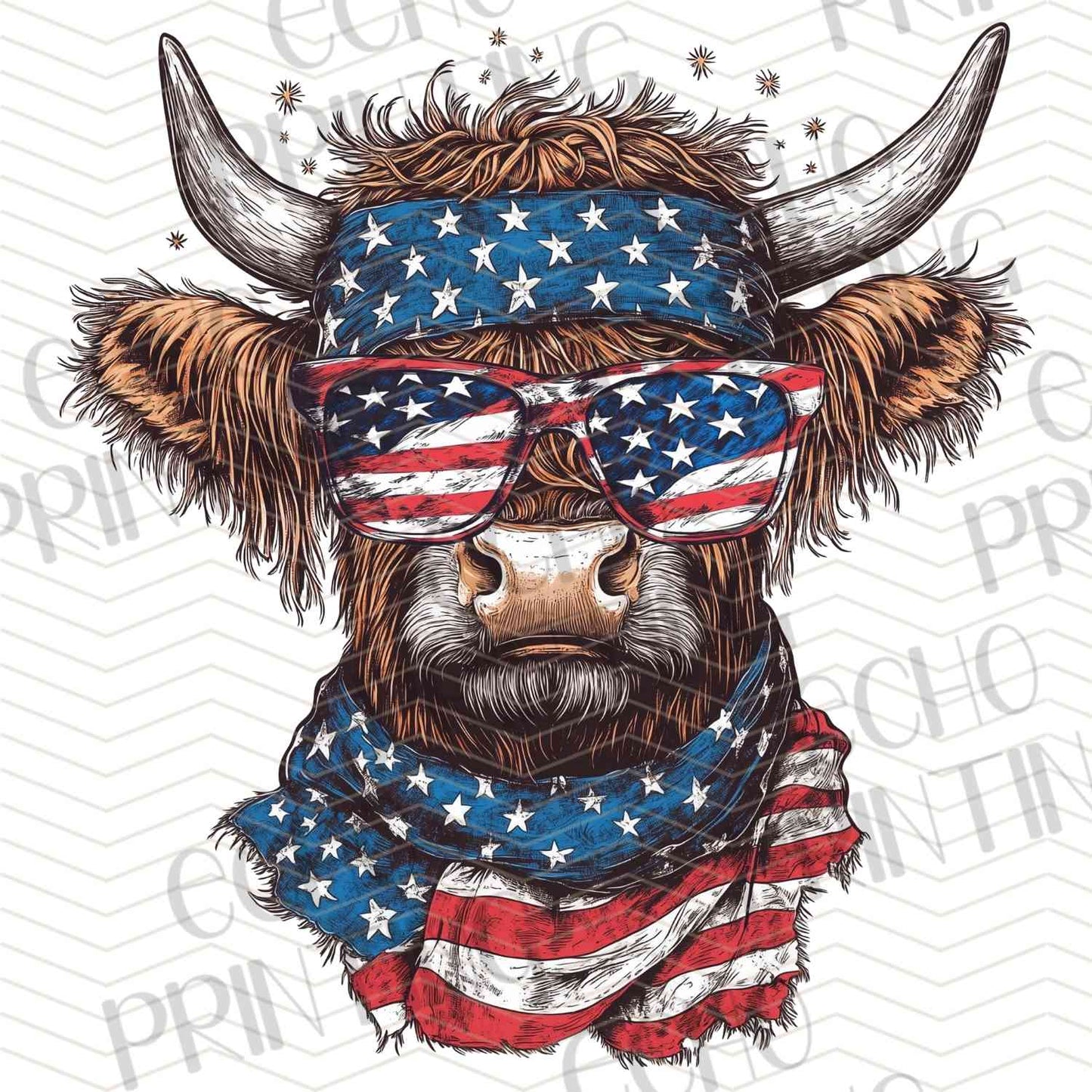 FOJG 61 - PATRIOTIC HIGHLAND COW