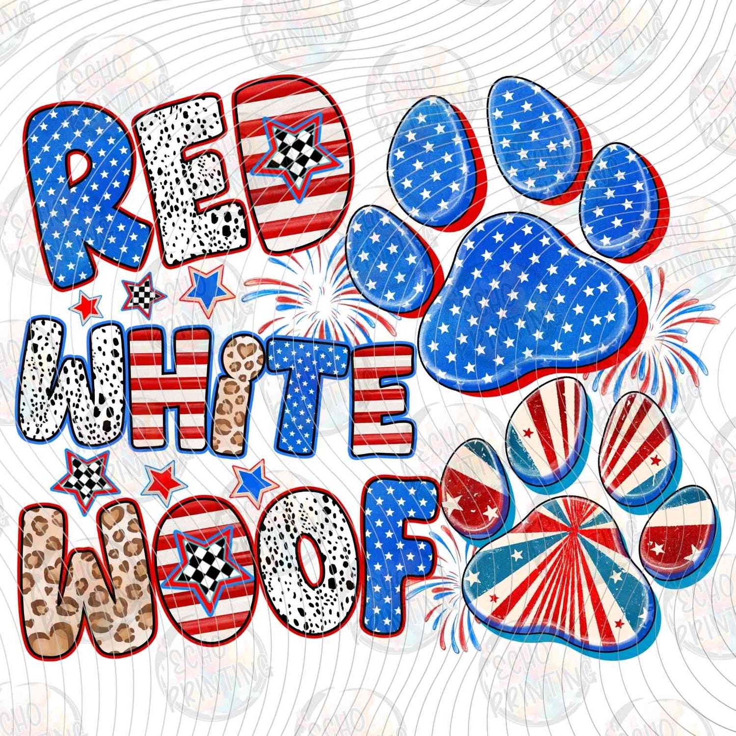 FOJG 689 - RED WHITE WOOF DOG