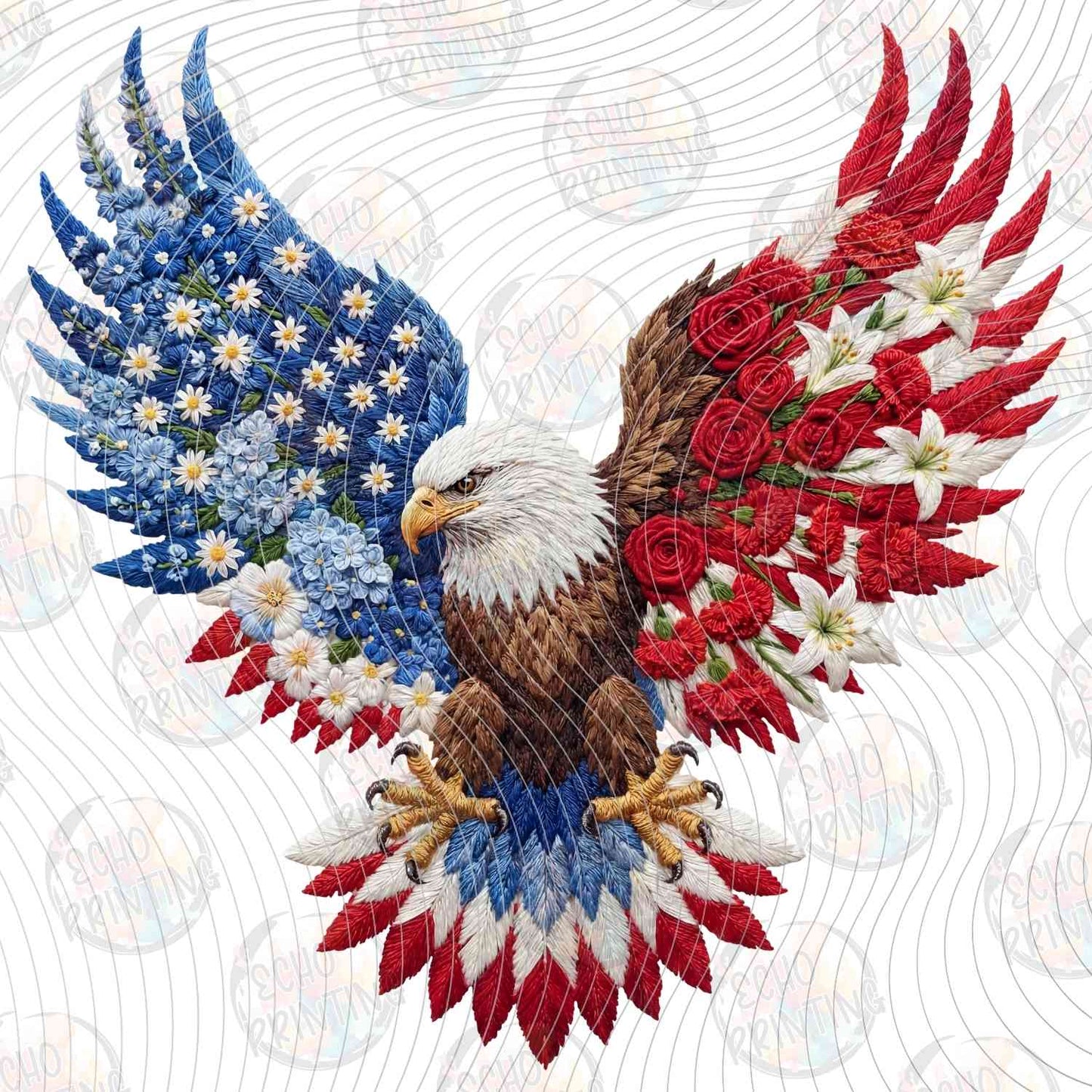 FOJG 765 - AMERICAN EAGLE AND FLOWERS
