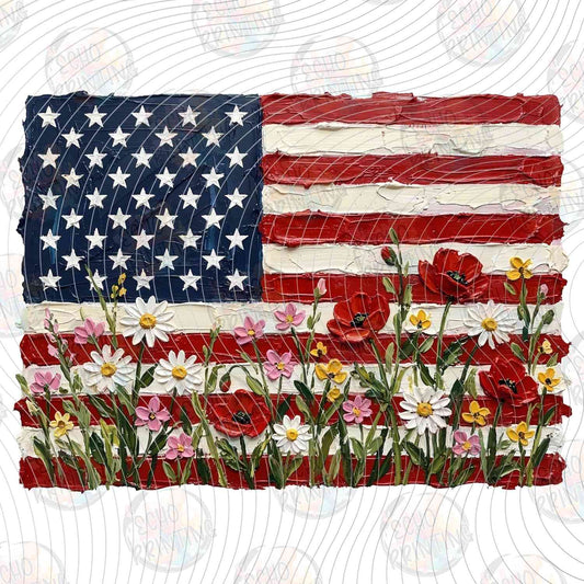 FOJG 771 - RUSTIC FLAG AND FLOWERS