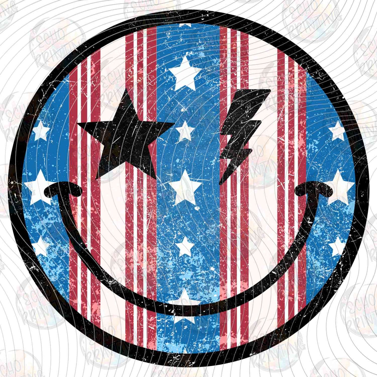 FOJG 785 - PATRIOTIC SMILEY FACE WITH STARS AND STRIPES