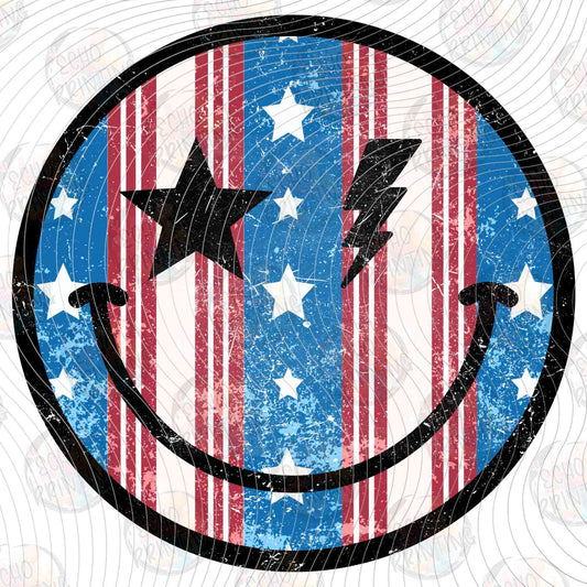 FOJG 785 - PATRIOTIC SMILEY FACE WITH STARS AND STRIPES