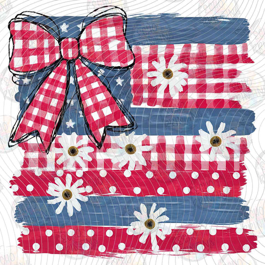 FOJG 787 - PATRIOTIC BOW WITH DAISIES