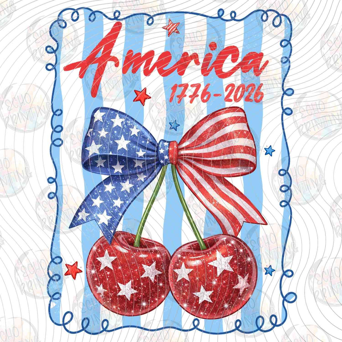 FOJG 791 - AMERICA 1776 PATRIOTIC BOW WITH CHERRIES