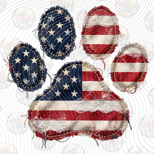 FOJG 804 - PATRIOTIC USA FLAG PAW PRINT
