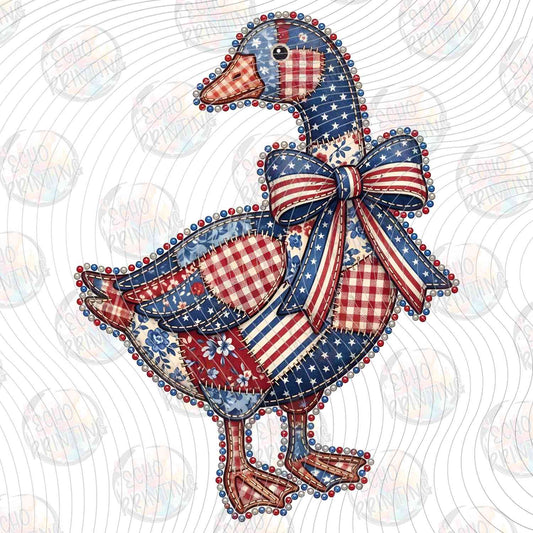 FOJG 805 - PATRIOTIC PLAID GOOSE WITH BOW
