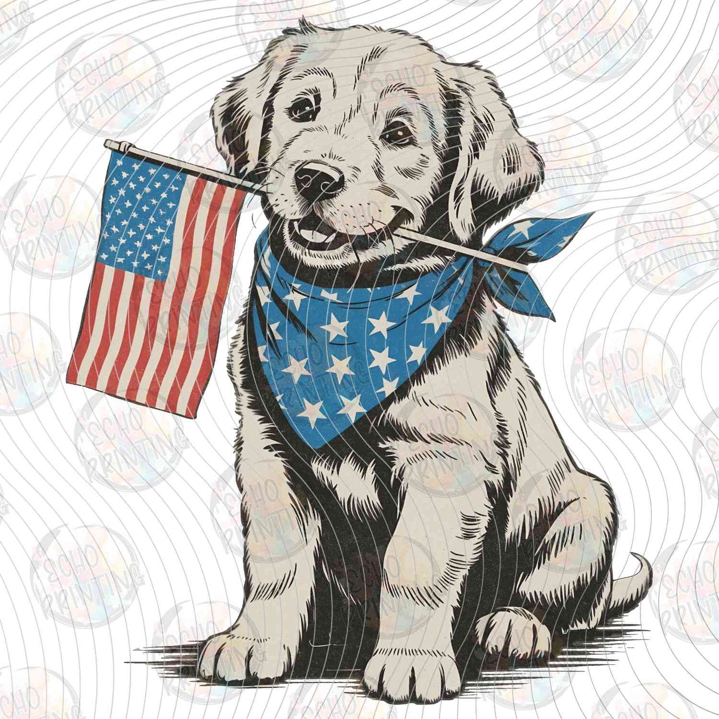 FOJG 811 - PUPPY WITH PATRIOTIC FLAG AND BANDANA