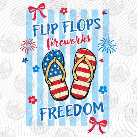 FOJG 812 - FLIP FLOPS FIREWORKS FREEDOM PATRIOTIC SANDALS