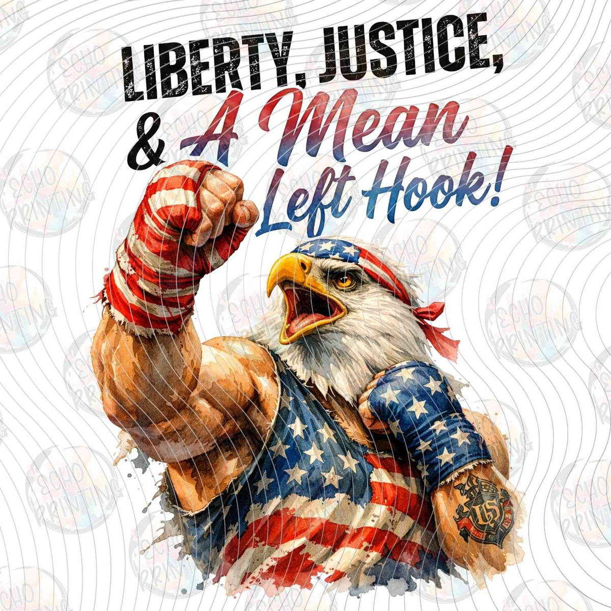 FOJG 824 - LIBERTY JUSTICE MEAN LEFT HOOK MUSCLE EAGLE