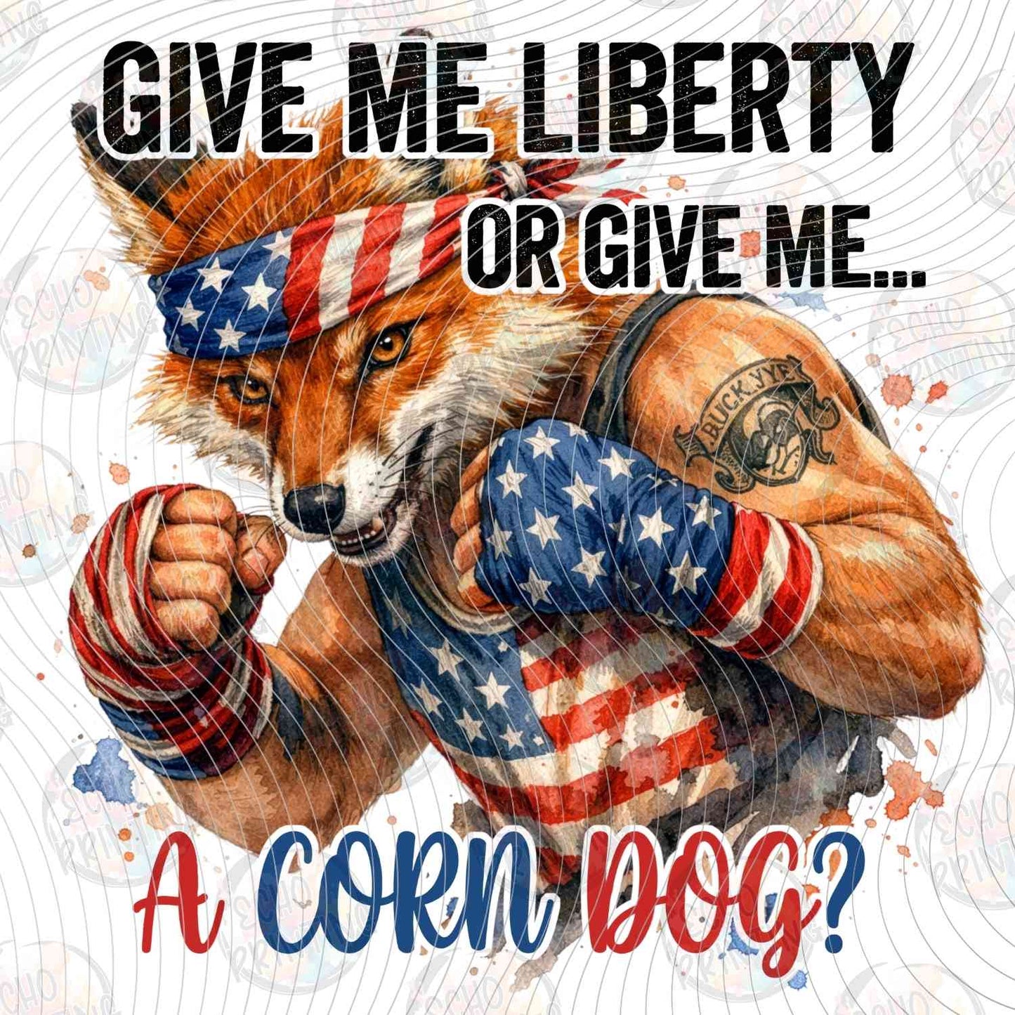 FOJG 829 - GIVE ME LIBERTY OR A CORN DOG MUSCLE FOX