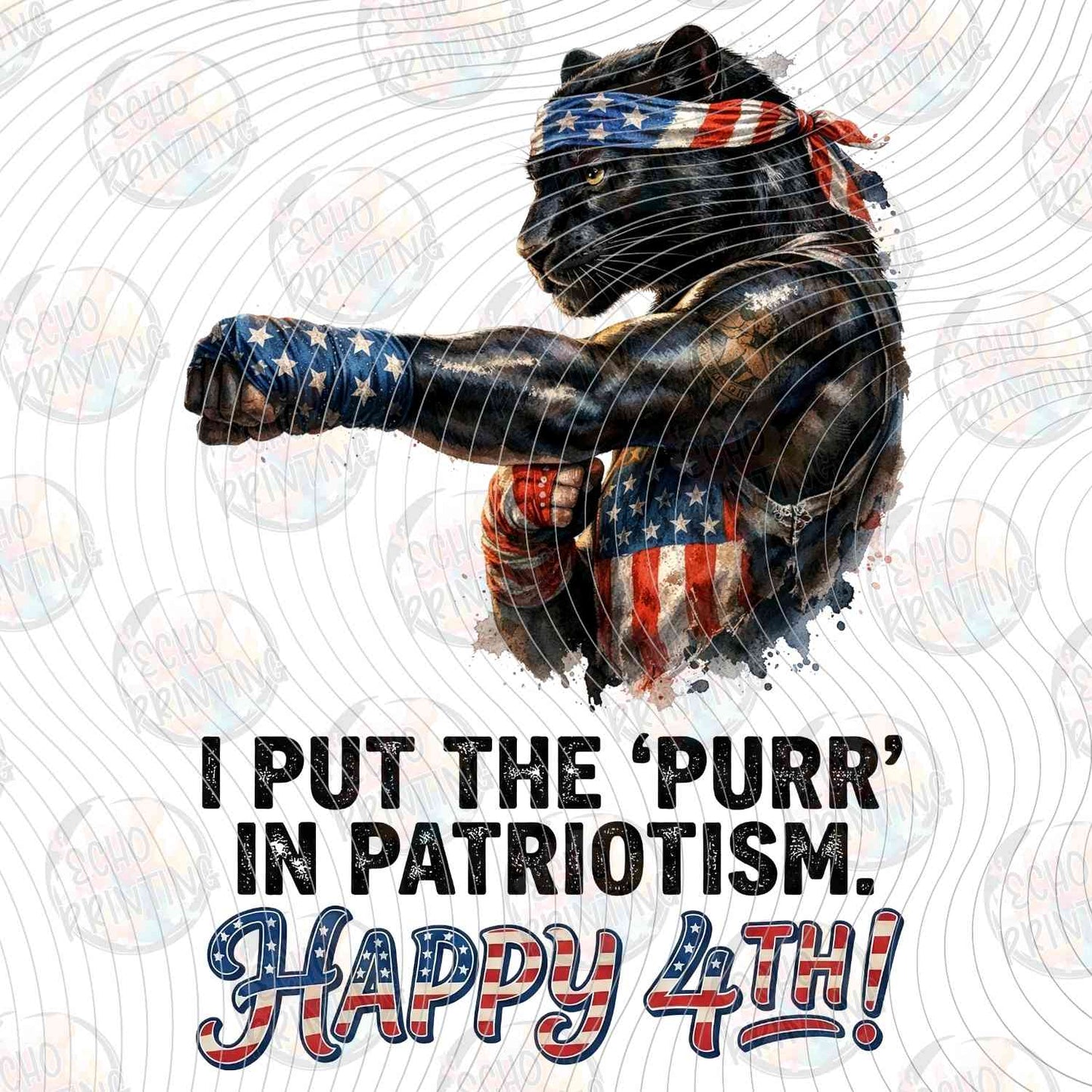 FOJG 830 - PURR IN PATRIOTISM HAPPY 4TH MUSCLE PANTHER