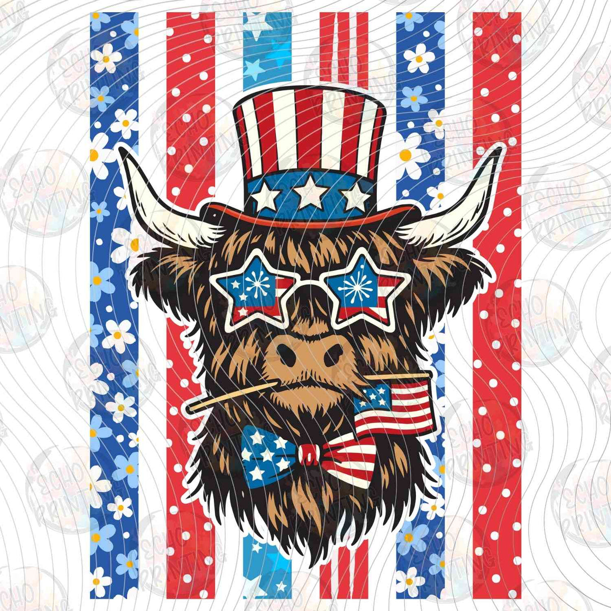 FOJG 837 - PATRIOTIC HIGHLAND COW SKULL