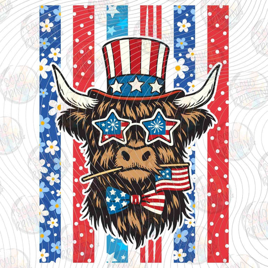 FOJG 837 - PATRIOTIC HIGHLAND COW SKULL