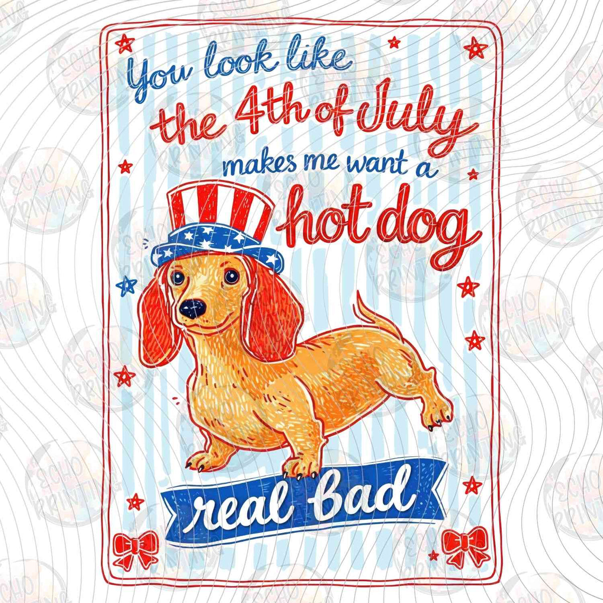 FOJG 838 - YOU LOOK LIKE THE 4TH OF JULY HOT DOG DACHSHUND