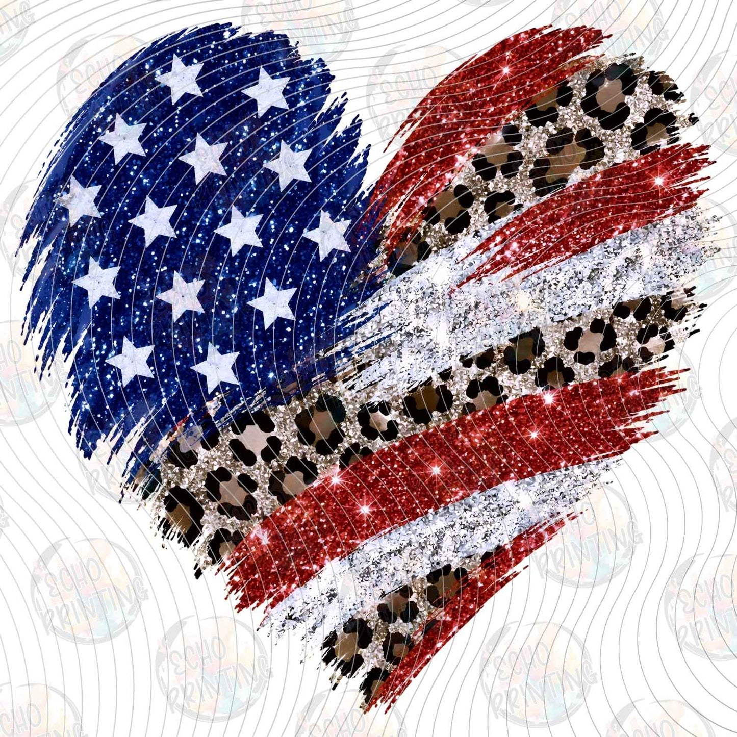 FOJG 854 - PATRIOTIC HEART LEOPARD PRINT