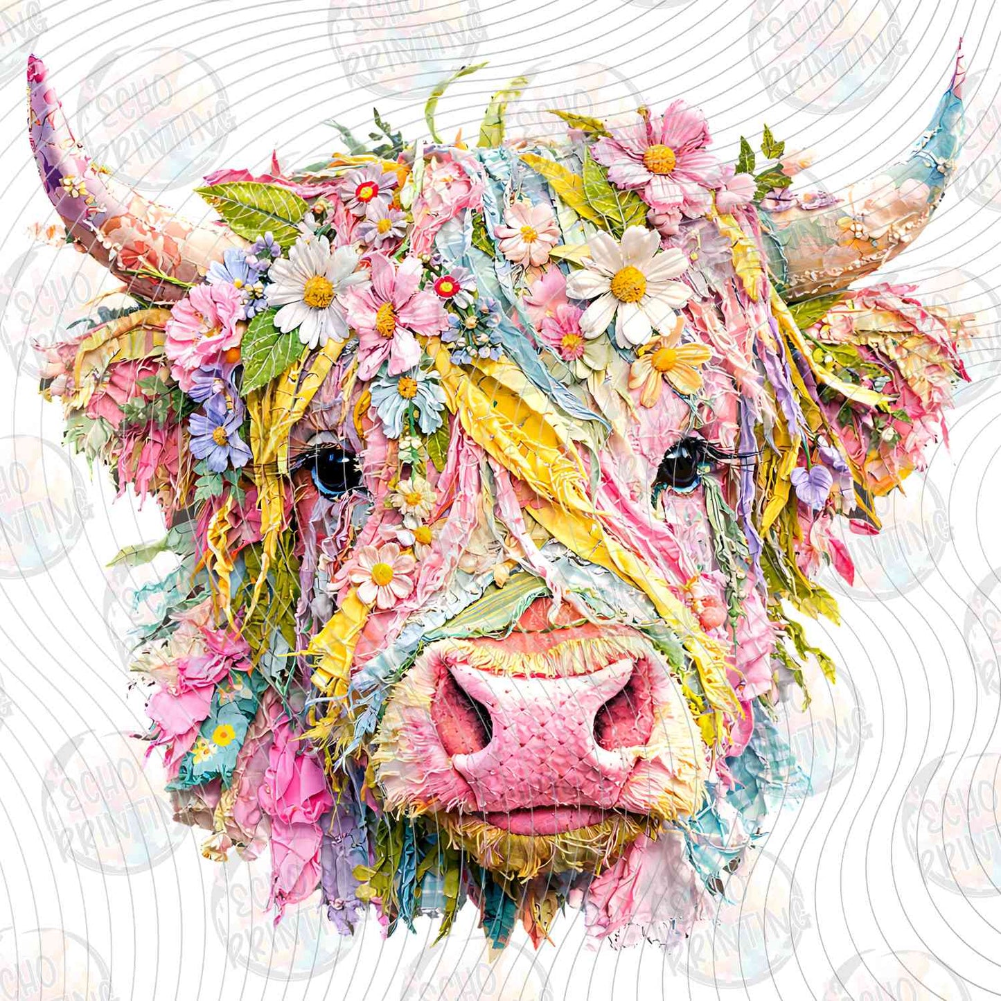 FRMG 154 - COLORFUL FLORAL HIGHLAND COW