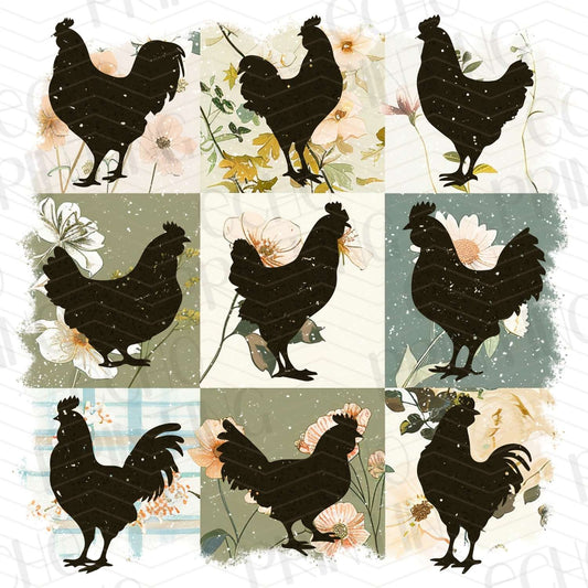 FRM 2 - BLACK CHICKEN SILHOUETTES GRID