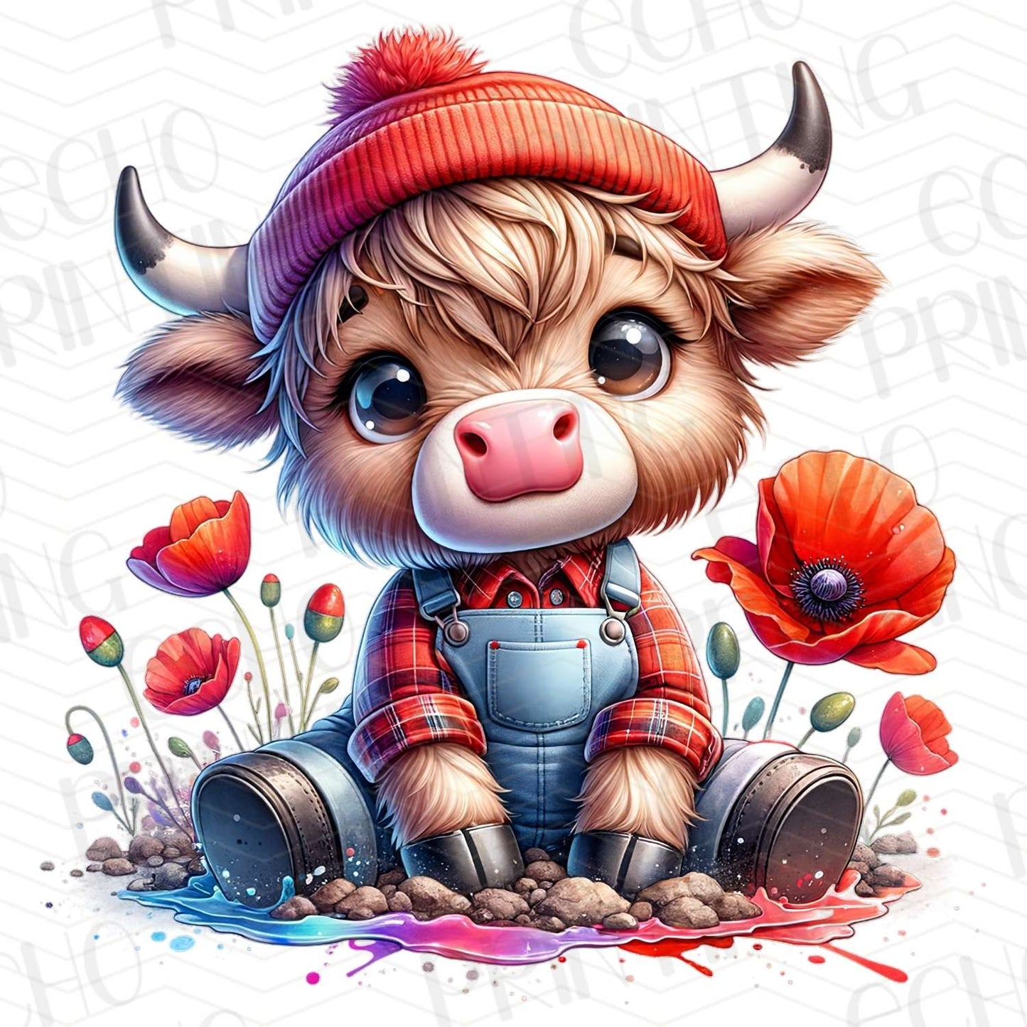 FRM 33 – CUTE BABY BULL WITH FLOWERS