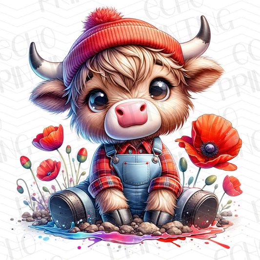 FRM 33 – CUTE BABY BULL WITH FLOWERS