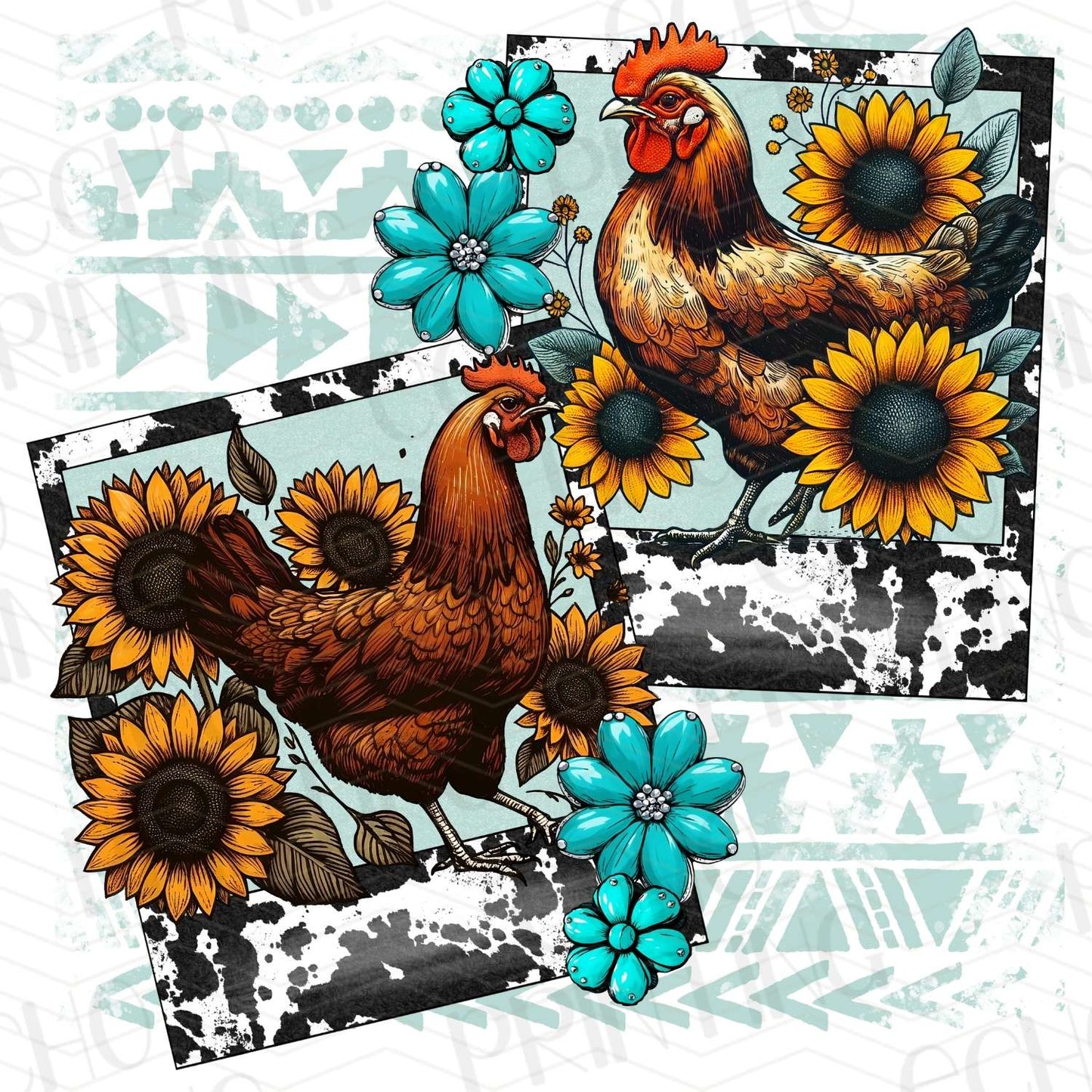 FRM 39 – VINTAGE ROOSTERS AND SUNFLOWERS