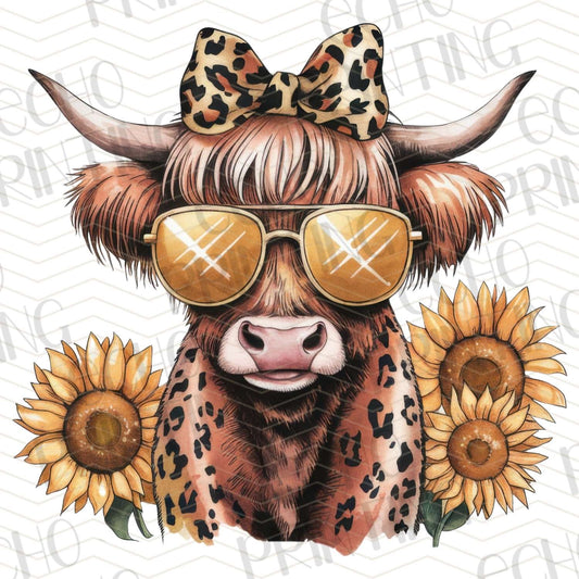 FRM 69 – HIGHLAND COW IN SUNGLASSES WITH BOW