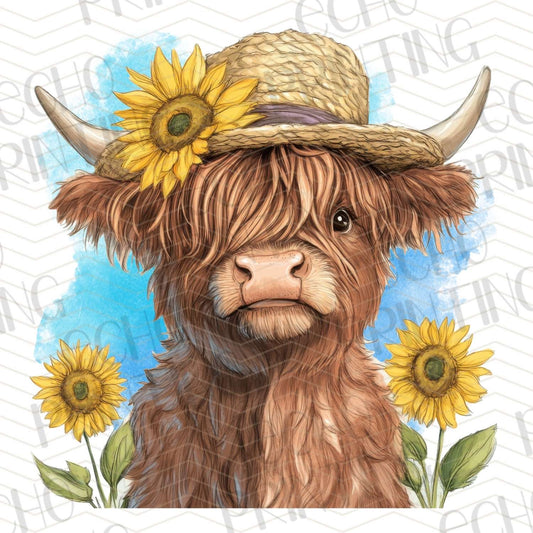 FRM 70 – COW WITH STRAW HAT AND SUNFLOWERS