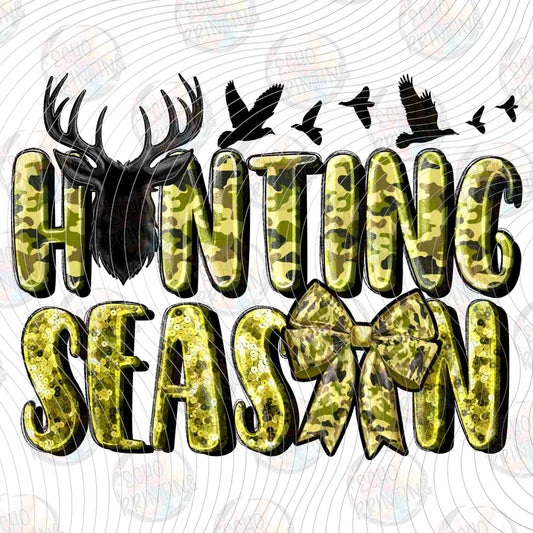 FSHT 314 - HUNTING SEASON CAMO LETTERS WITH BIRDS