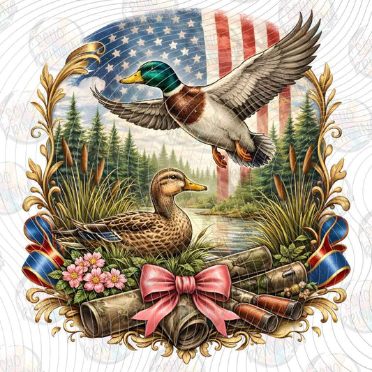 FSHT 378 - DUCKS WITH FLAG
