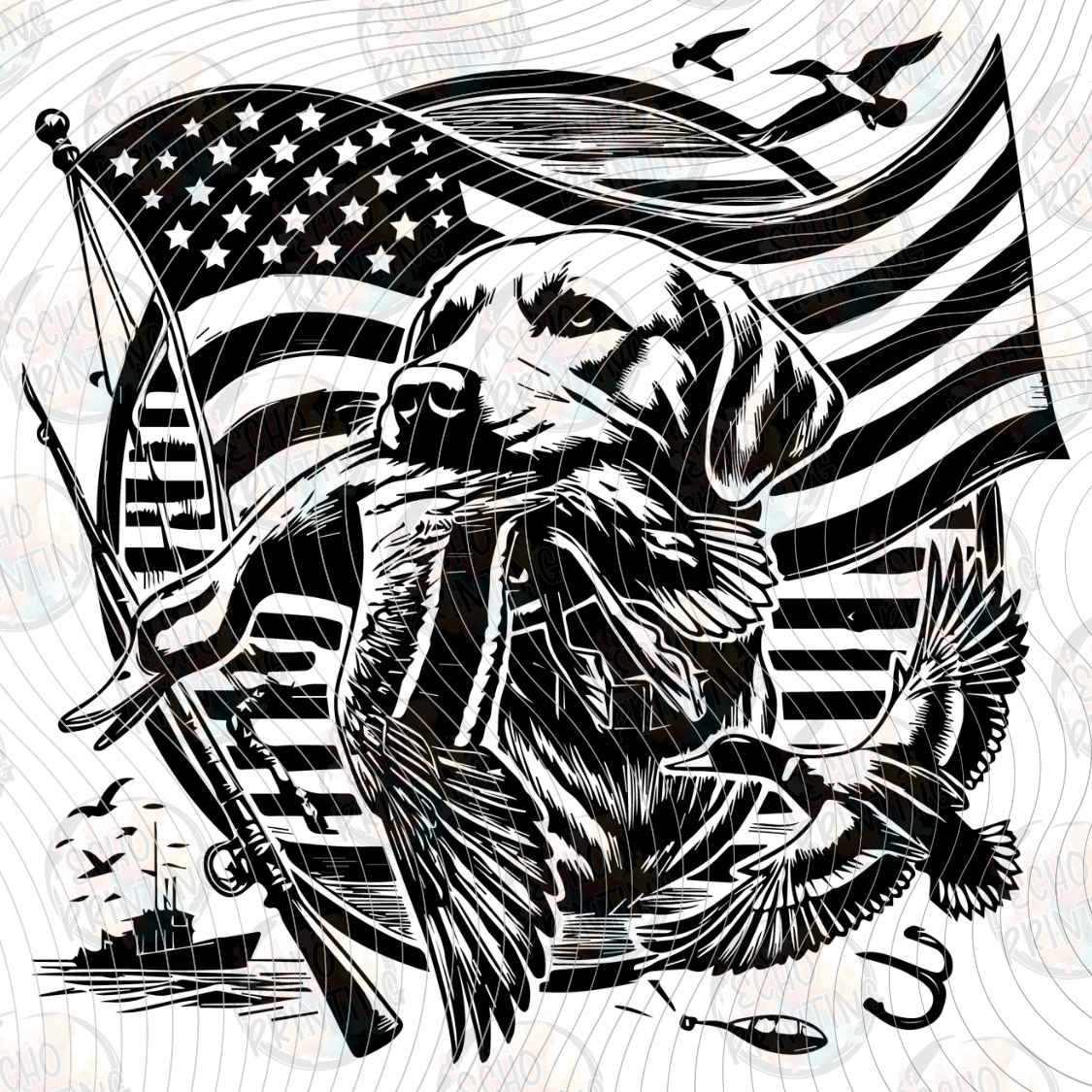 FSHT 457 - PATRIOTIC FISHING EAGLE