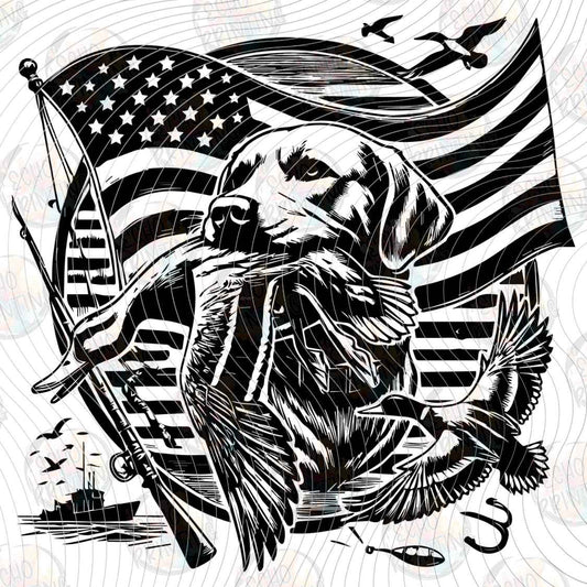 FSHT 457 - PATRIOTIC FISHING EAGLE