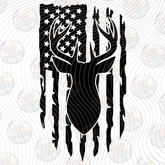 FSHT 482 - PATRIOTIC DEER HEAD