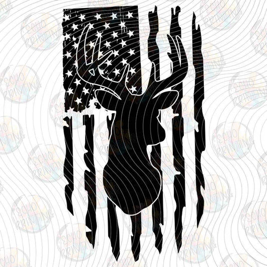 FSHT 485 - FLAG DEER HEAD