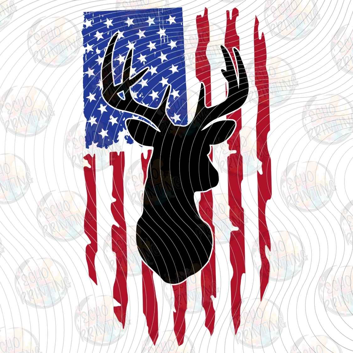 FSHT 486 - PATRIOTIC DEER FLAG