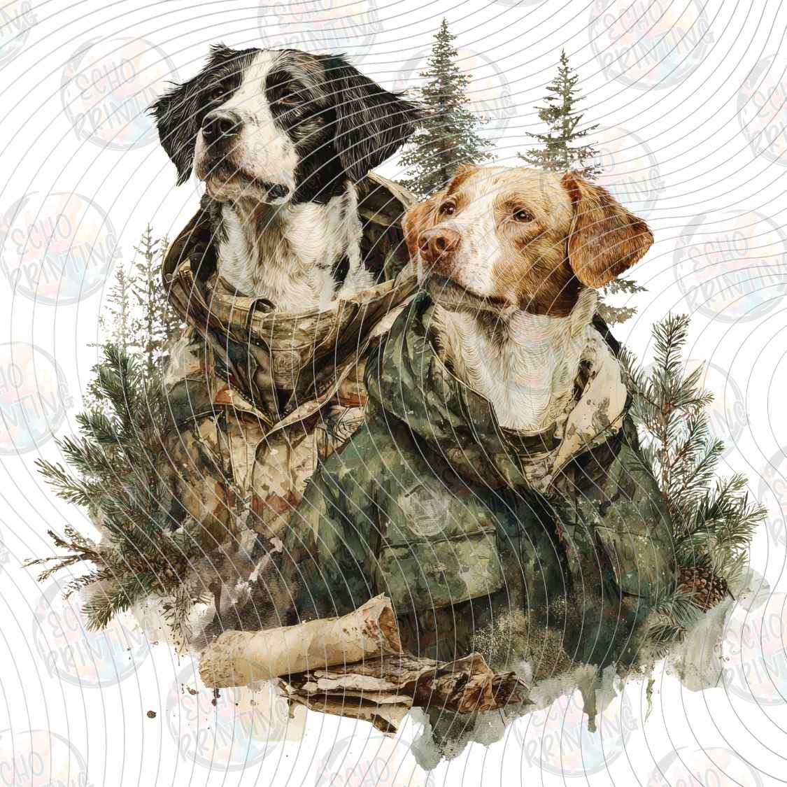 FSHT 581 - HUNTING DOG PAIR CAMO