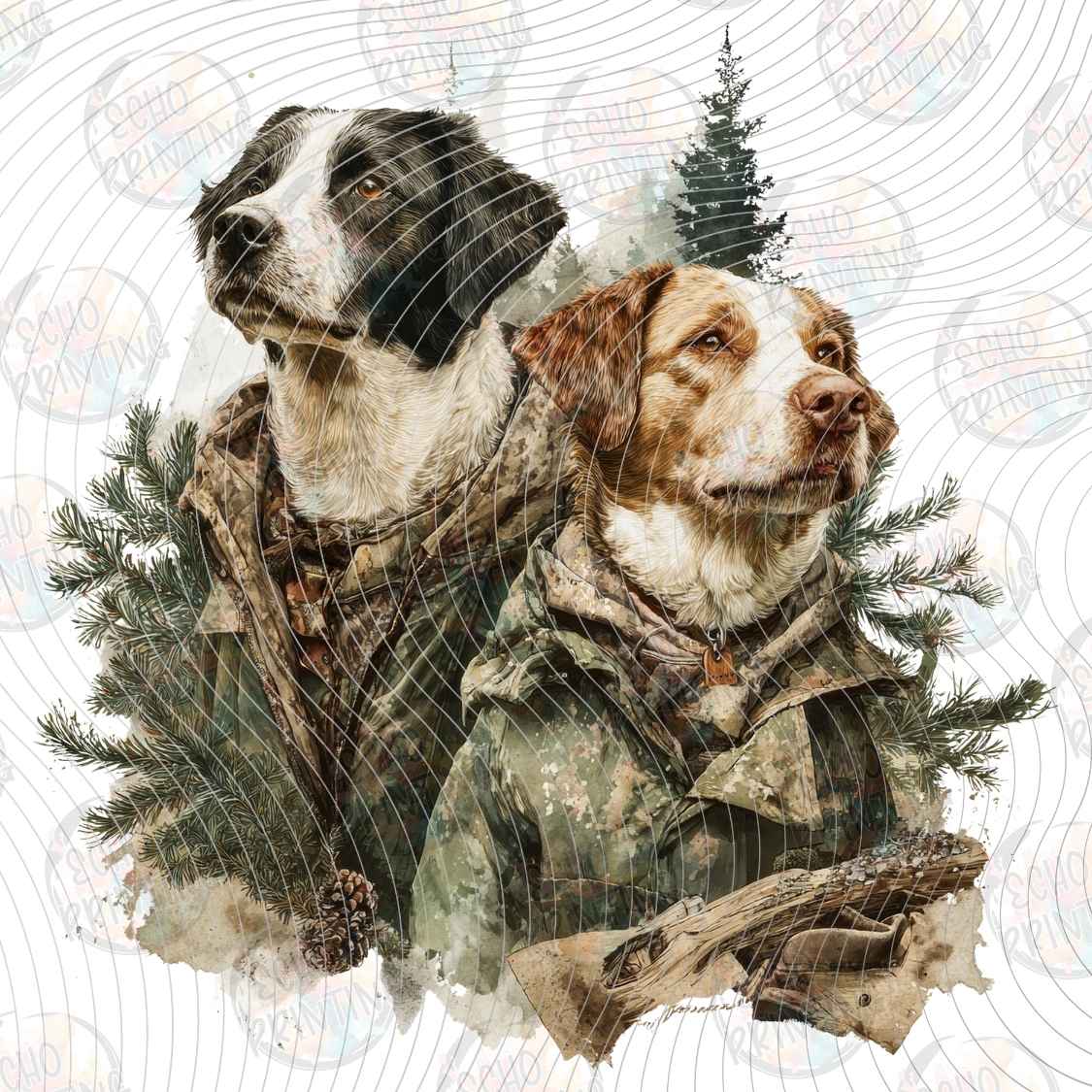 FSHT 593 - HUNTING DOG PAIR WOODS