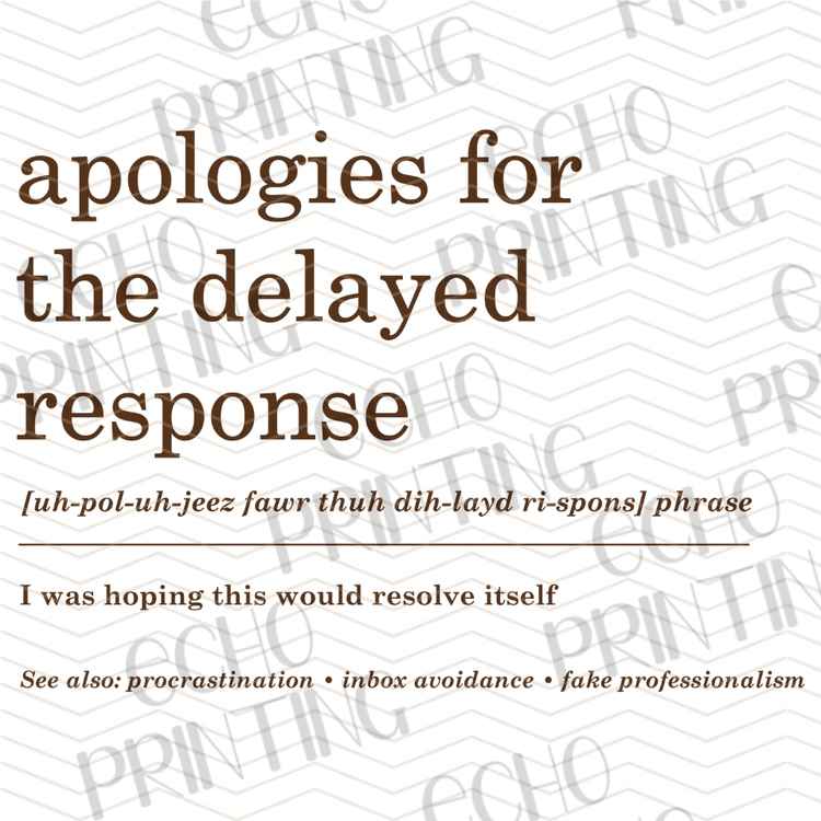 FSSG 1123 - APOLOGIES FOR DELAYED RESPONSE