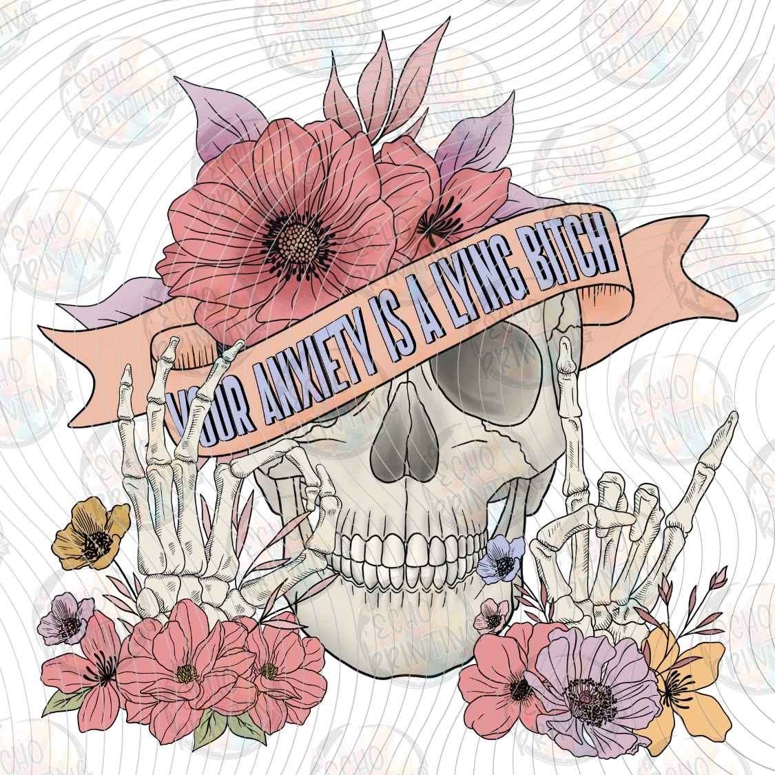 FSSG 1398 - SKULL FLOWERS BANNER
