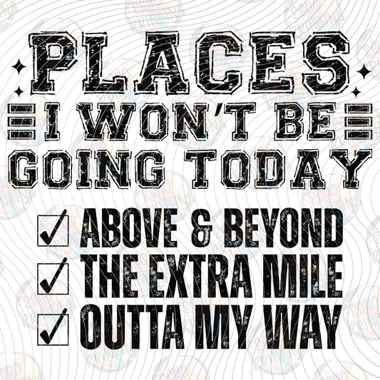 FSSG 657 - PLACES I WONT BE GOING TODAY CHECKLIST