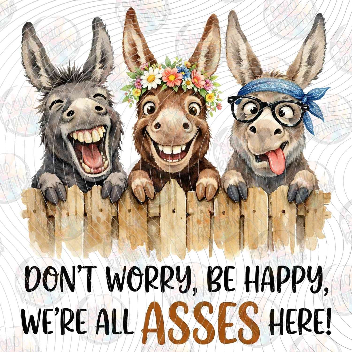 FSSG 798 - DONT WORRY BE HAPPY WERE ALL ASSES HERE DONKEYS