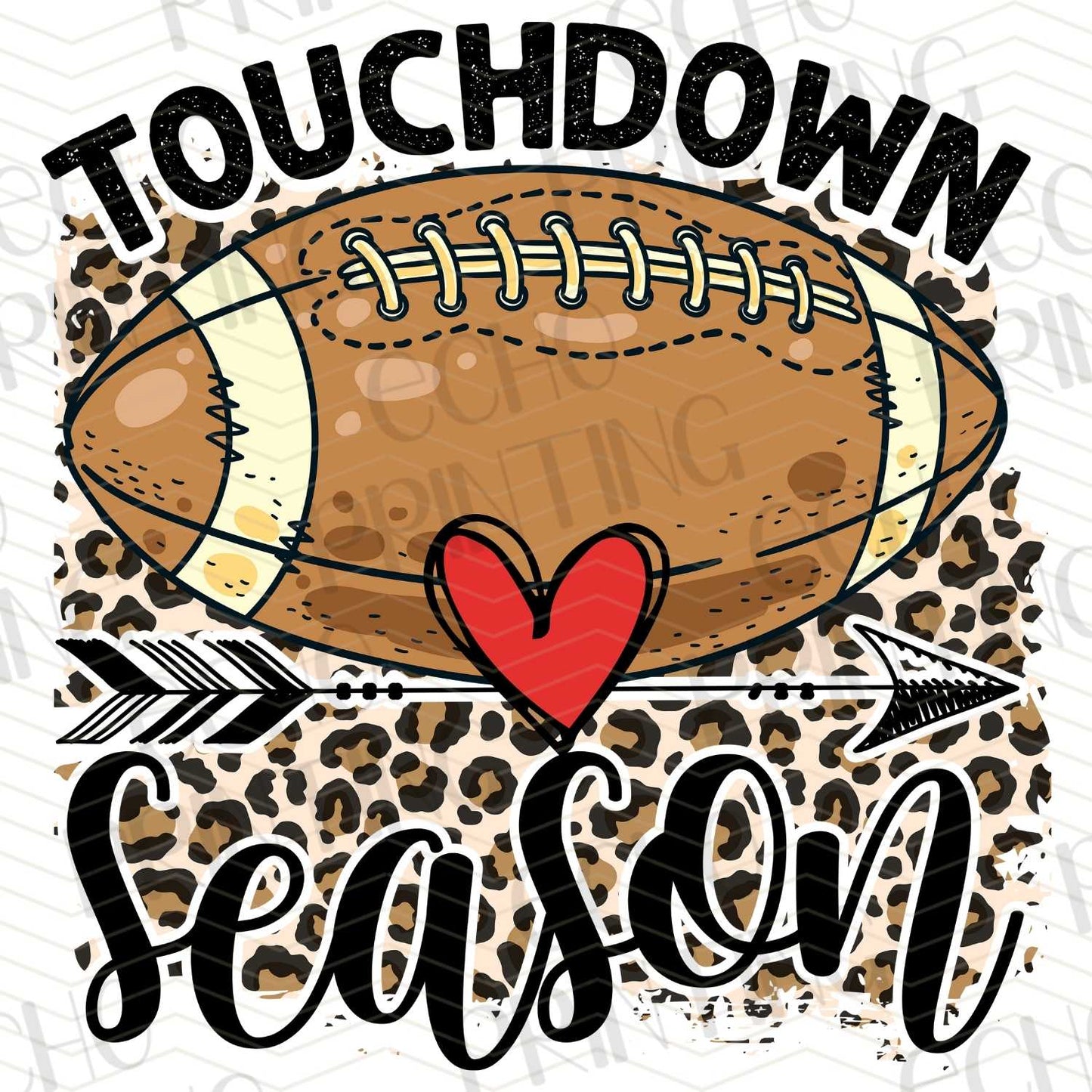 FTBG 130 - TOUCHDOWN SEASON HEART FOOTBALL LEOPARD PRINT